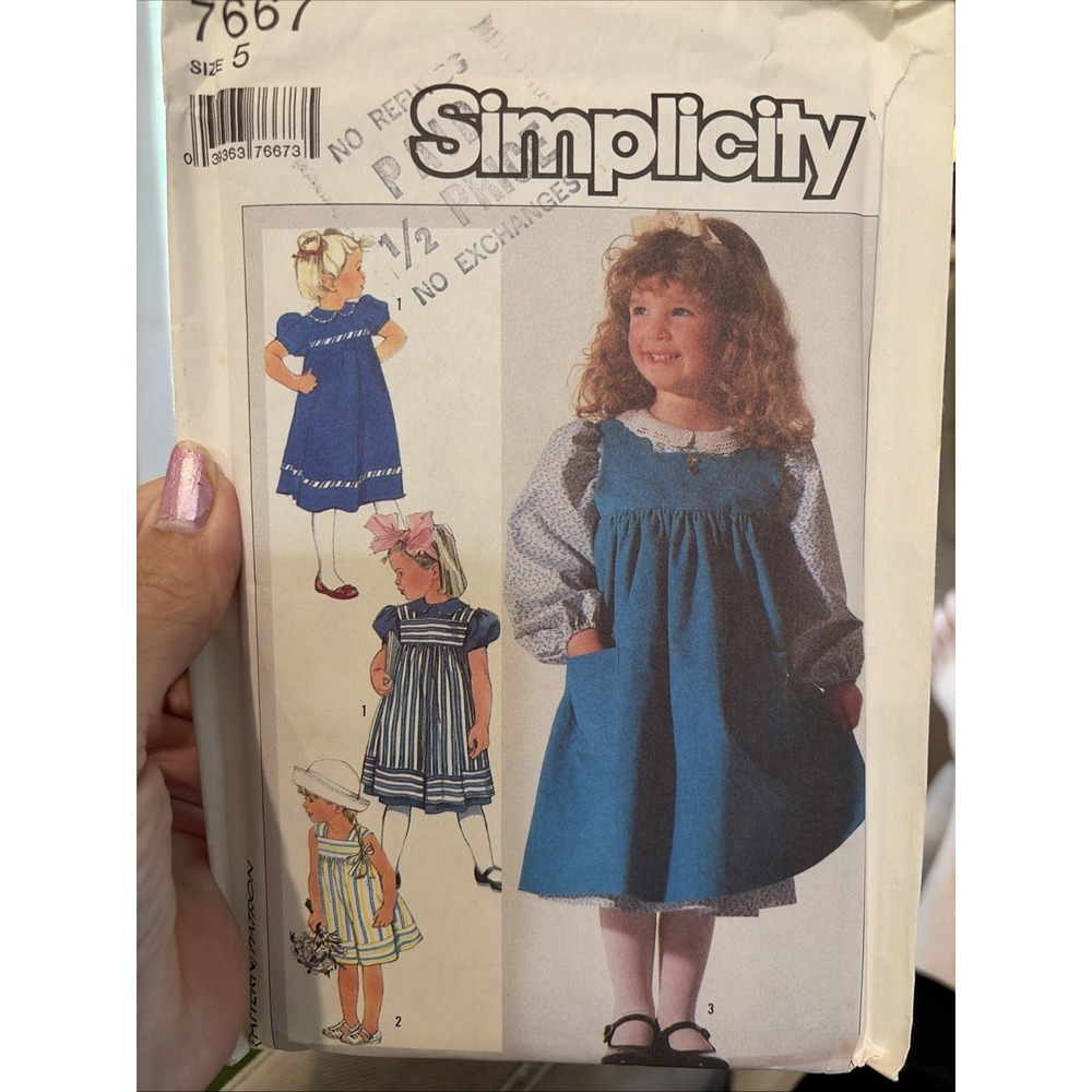 Vintage Simplicity Girls Dress Sewing Pattern 7667 Size 5 Uncut